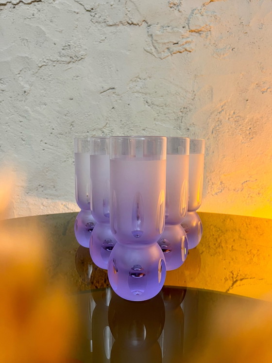 ¡Raro! 6 vasos de tubo Space-Age “Sergio Asti” de los 70 – Loza, Vidrio (photo 2 of 13)