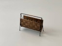 Vintage magazine rack made of rattan and metal, 1970s
