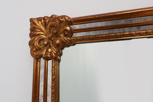 Grand miroir Deknudt rectangulaire doré de style baroque du 20e siècle, Belgique