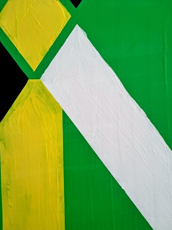 Image 1 of Enzo SAN MARCO - Essential colors on a green background - Artist's painting