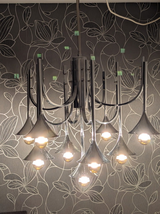 Trumpet Lamp Vintage Design Goffredo Reggini – Pendant lamps, Chrome, Metal (photo 6 of 10)