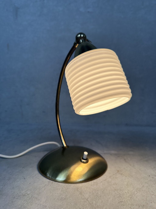 Lampada da tavolo vintage - ottone e opalino