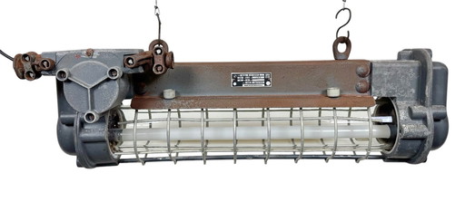 Lampada a sospensione industriale grigia di Elektrosvit, anni '70