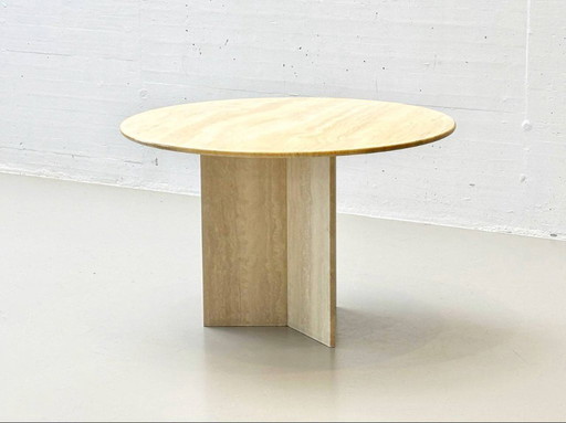 Table de salle à manger en travertin d'Italie, années 1970