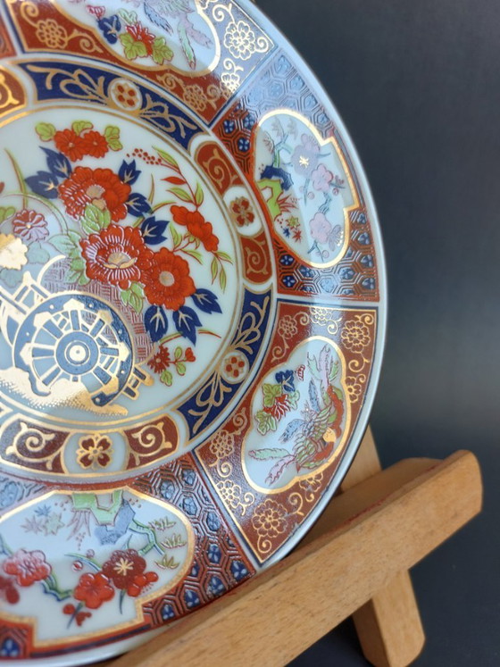 Image 1 of Vintage Hand-Painted Imari Wall Plates with Floral & Bird Motifs - Set of 2