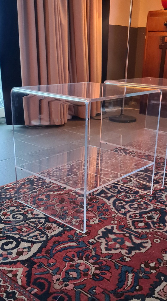 Image 1 of Mid-Century Lucite
plexiglass side table from the 1970s