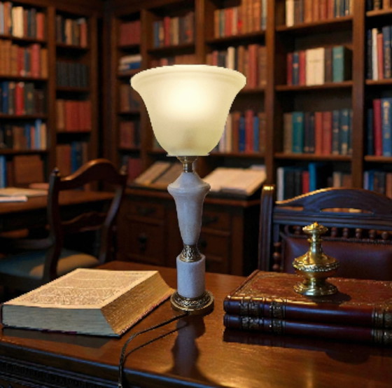 Image 1 of Vintage Neo-Empire style lamp - Marble and Brass