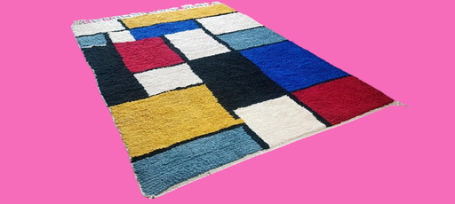 Tapis berbère Piet Mondrian tapis marocain beni ouarain laine neuf
