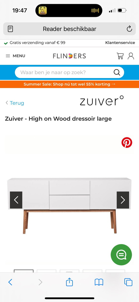 Image 1 of Merk ZUIVER: WIT KASTJE MET HOUTEN POOTJES