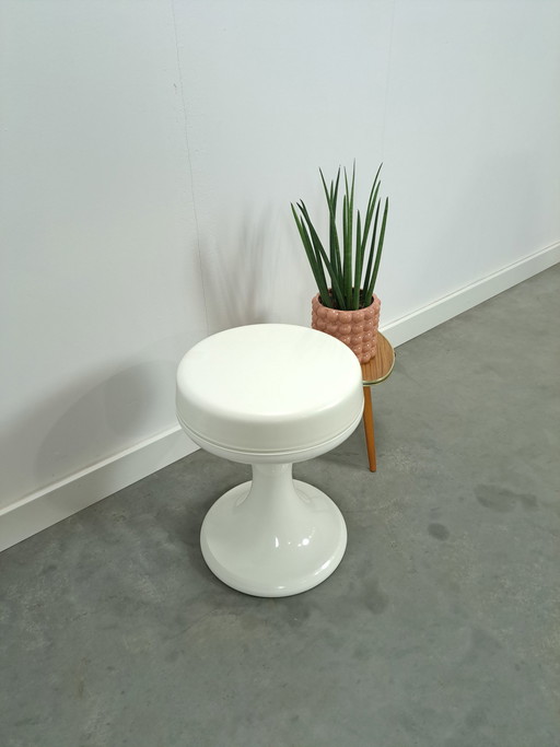 Taburete de plástico blanco Emsa Alemania vintage