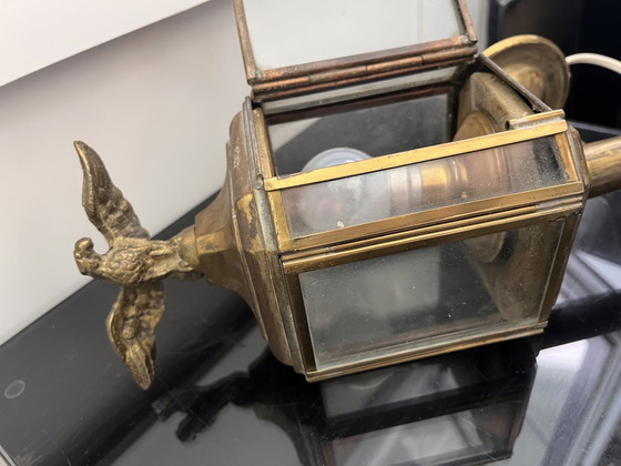 Image 1 of Antieke Koetsierslamp met adelaar en nieuwe bedrading