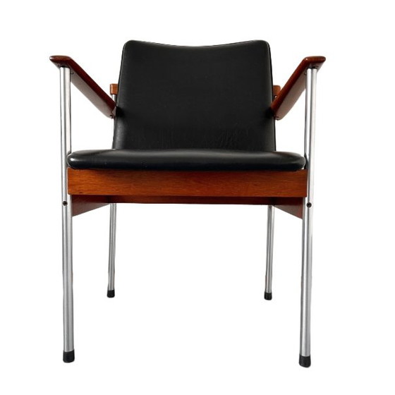 Image 1 of Vintage Danish Design Thereca chair mid-century teak black 1970's