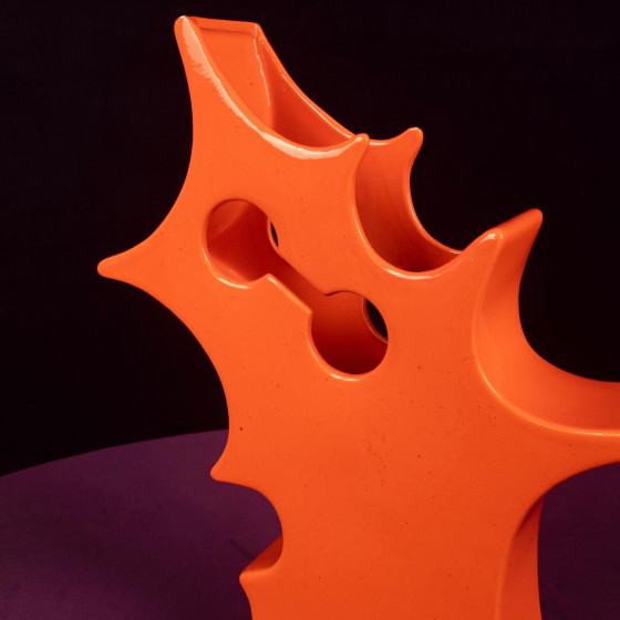 Abstract Oranje Keramische Sculpturale Vaas, Postmodern Space Age, Italië, 1980 – Vazen, Ceramic (photo 12 of 19)