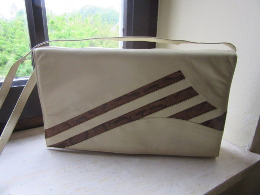 Bolso de hombro/bolso de mano vintage de piel, fabricado en Italia (firmado por Ferdin).