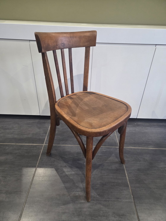 Set van 4 vintage Fischel bistrostolen uit de jaren 70. – Eetkamerstoelen, Wood (photo 9 of 10)