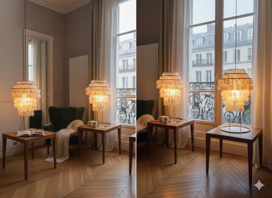 Image 1 of 2 Parelmoeren Lampen 75 cm – Vintage Design / Decor