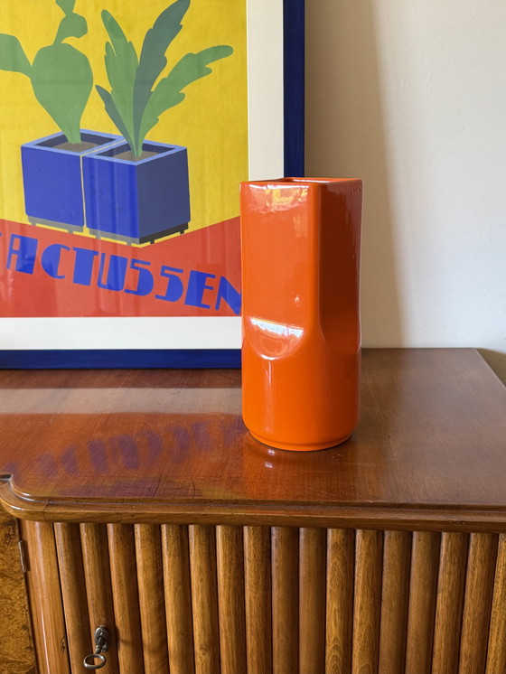 Image 1 of Studio Opi, vase en céramique orange de l'ère spatiale, Gabbianelli Italie vers 1960