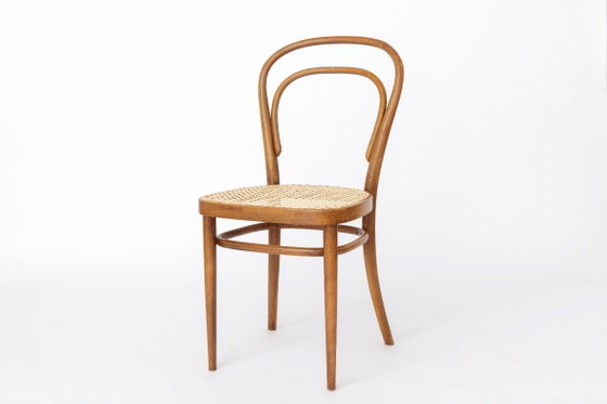 Image 1 of Pair of Vintage Thonet Model 14 Chairs | Radomsko Bentwood Dining Chairs | New Cane Seats