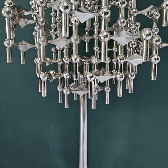 Image 1 of Large vintage STOFF Nagel candle stand - rare floor stand with 52 modular candlesticks, chrome plated, 1970s