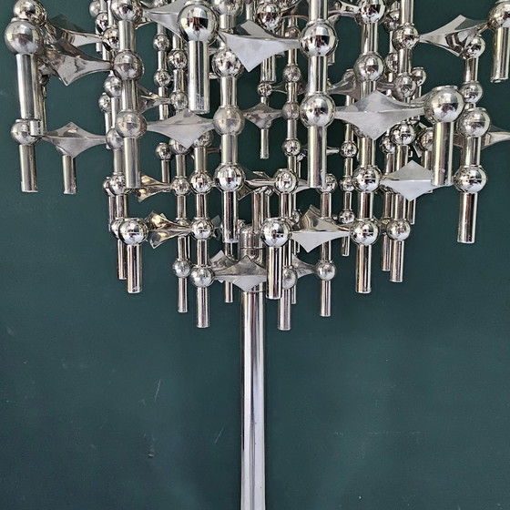 Image 1 of Large vintage STOFF Nagel candle stand - rare floor stand with 52 modular candlesticks, chrome plated, 1970s