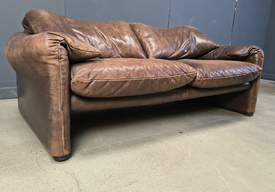 Image 1 of Canapé Maralunga en cuir par Vico Magistretti pour Cassina, 1970