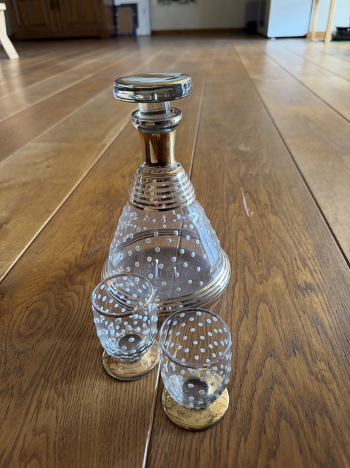 Vintage Likeurset - Karaf Met 2 Glaasjes Retro Design