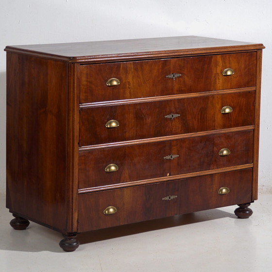 Antique pine chest of drawers with four drawers and brass handles – Central Europe, circa 1900 – Metal (photo 4 of 40)