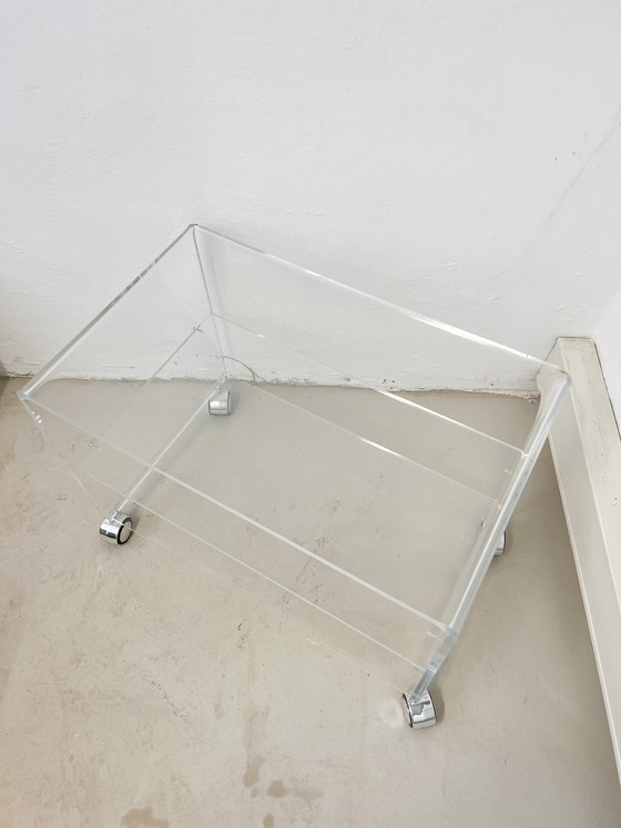 Image 1 of Plexiglas trolley, rolling cart, acrylic, vintage HiFi, space age