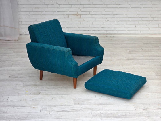 Image 1 of 1970, Deense fauteuil, originele meubelwol, teakhout.
