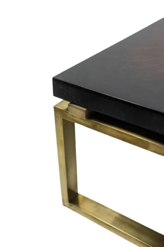 Image 1 of Maison Charles. Bronze coffee table with lacquered top. Circa 1970.