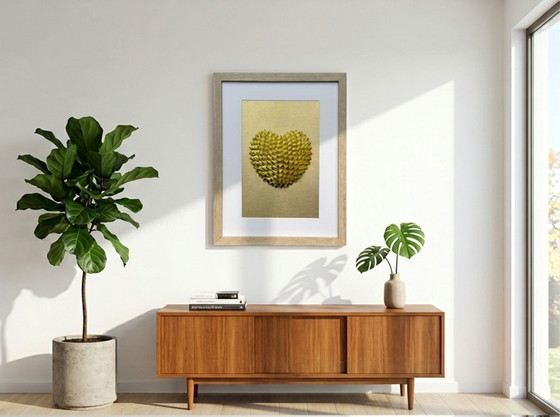 Image 1 of 3D Geometric Heart Wall Art – Gold Heart