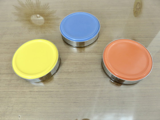 Image 1 of Series of 3 Stackable Ashtrays Typical of the 1970s