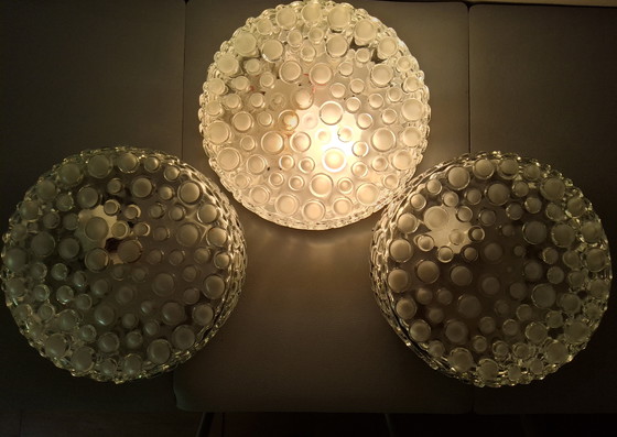Image 1 of Vintage cut bubble glass wall or ceiling lamp, German manufacturer 60s/70s