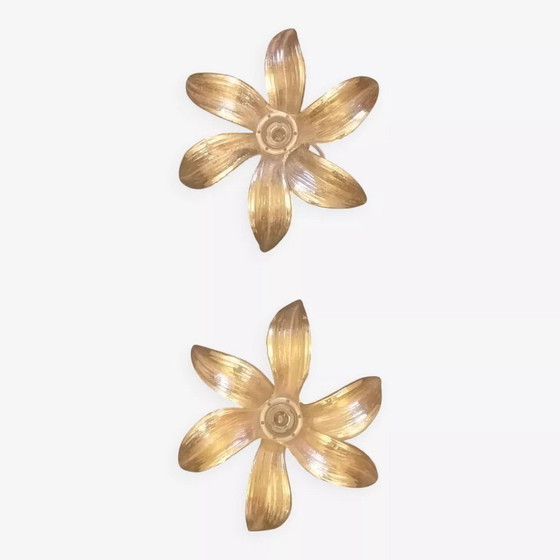Image 1 of Applique da parete vintage in ottone con fiori di Willy Daro