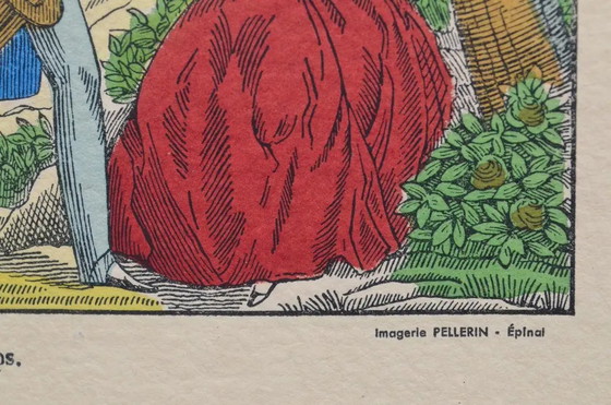 1920s Set of 4 French Imagerie Pellerin “Four Seasons” Hand-Colored Prints, Epinal – Art Prints, Paper, Glass (photo 4 of 17)
