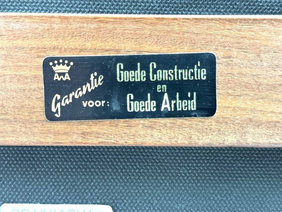 Image 1 of Set of 4 vintage cow horn chairs – Louis van Teeffelen, De Ploeg fabric