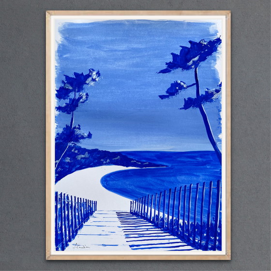 Image 1 of Gouache azul ultramar sobre papel, 33x24 cm