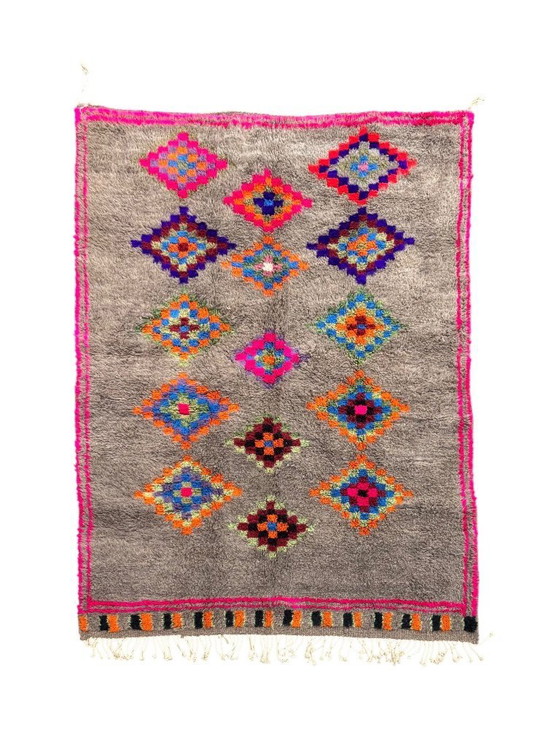 Image 1 of Marokkanischer Berberteppich Beni Ouarain M’rirt, handgewebt aus Wolle, geometrisches und farbenfrohes Design