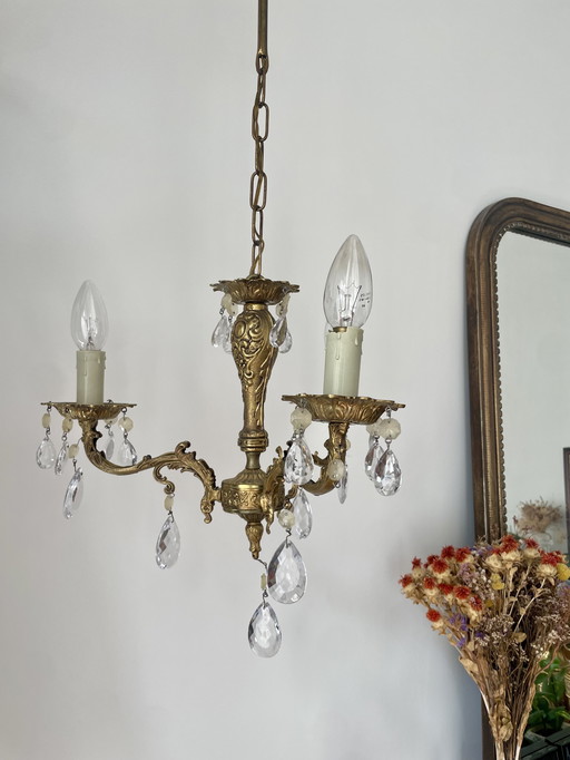 Brass 3-branch chandelier