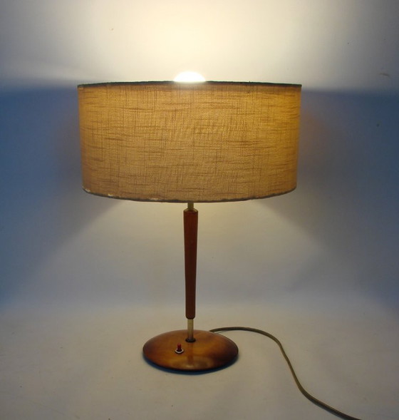 Image 1 of Lampada da tavolo vintage danese degli anni '60: legno, metallo, plastica