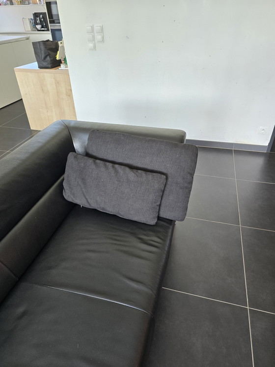 Rolf Benz 3-Seater Black Leather – Sofas, Metal (photo 2 of 7)