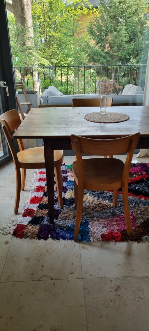 Curated dining room ensemble with rare vintner's table & Horgen-Glarus chairs