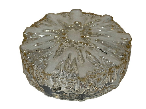 Plafondlamp uit de jaren 60/70, plafondmontage, glas, metaal, ruimtetijdperkontwerp