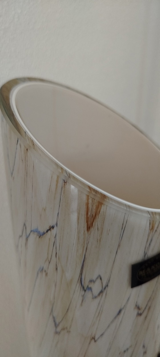 Image 1 of Monumental Makora Krosno Floor Vase – 100cm – 'Tiger Swirl' & Cobalt