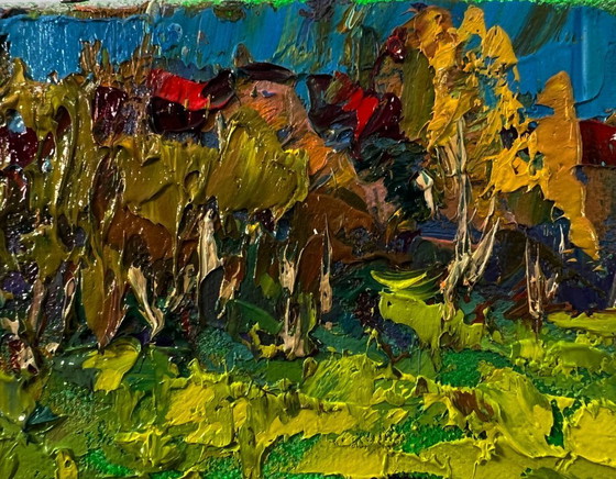 Original Oil Painting Summer Nature Landscape Cows Are Grazing In The Meadow – Paintings & Drawings, Canvas (photo 4 of 8)