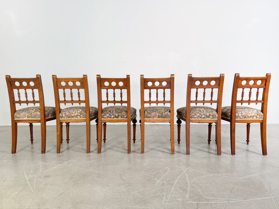 Image 1 of 6er Set Original Jugendstil Stühle Antik Esszimmerstuhl Schnitzerei