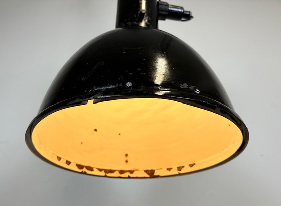 Image 1 of Industrial Black Enamel Factory Hanging Lamp, 1950s