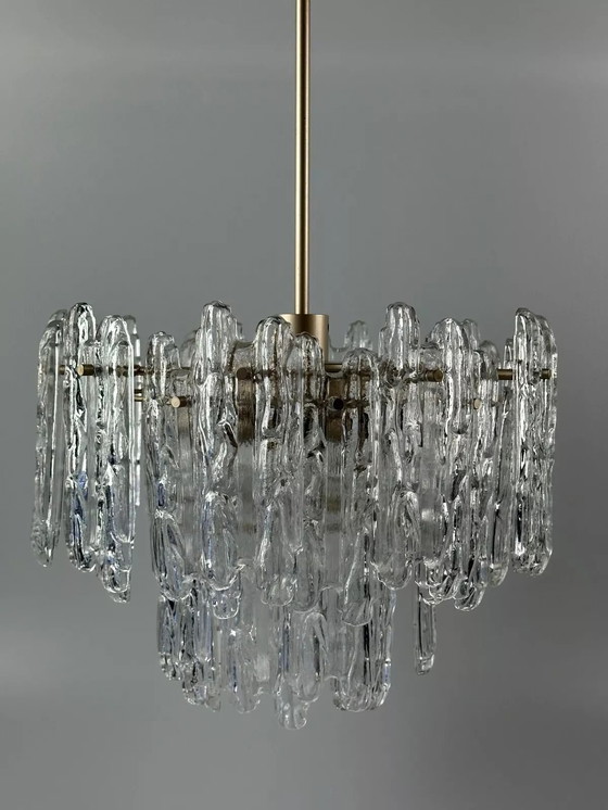 Image 1 of 60s 70s plafondlamp kroonluchter Kinkeldey Duitsland Space Age glas ontwerp