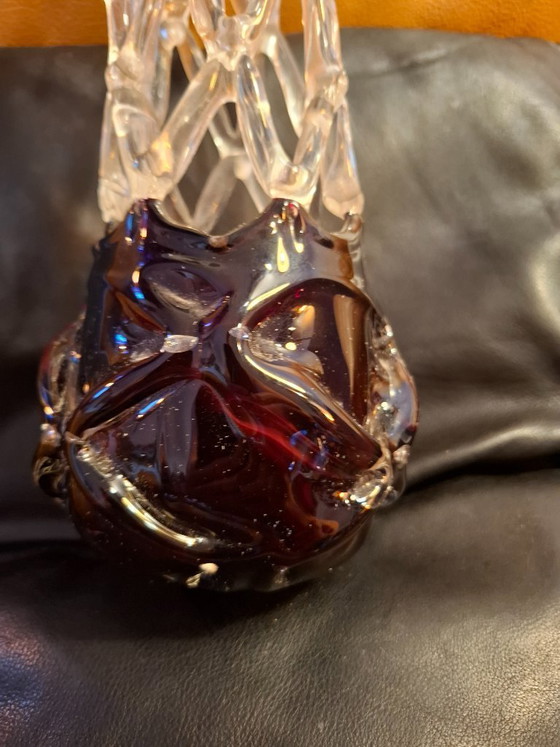 Image 1 of Vintage Mid-Century Sculptural Art Glass Lattice Vase by Poltár / Katarínska Huta – 32cm