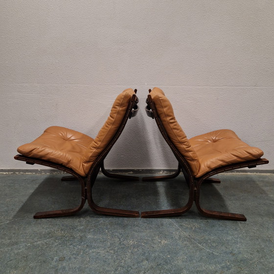 Image 1 of Set Ingmar Relling Siësta Chair Sedie Poltrona vintage in pelle cognac Westnova anni '60/'70